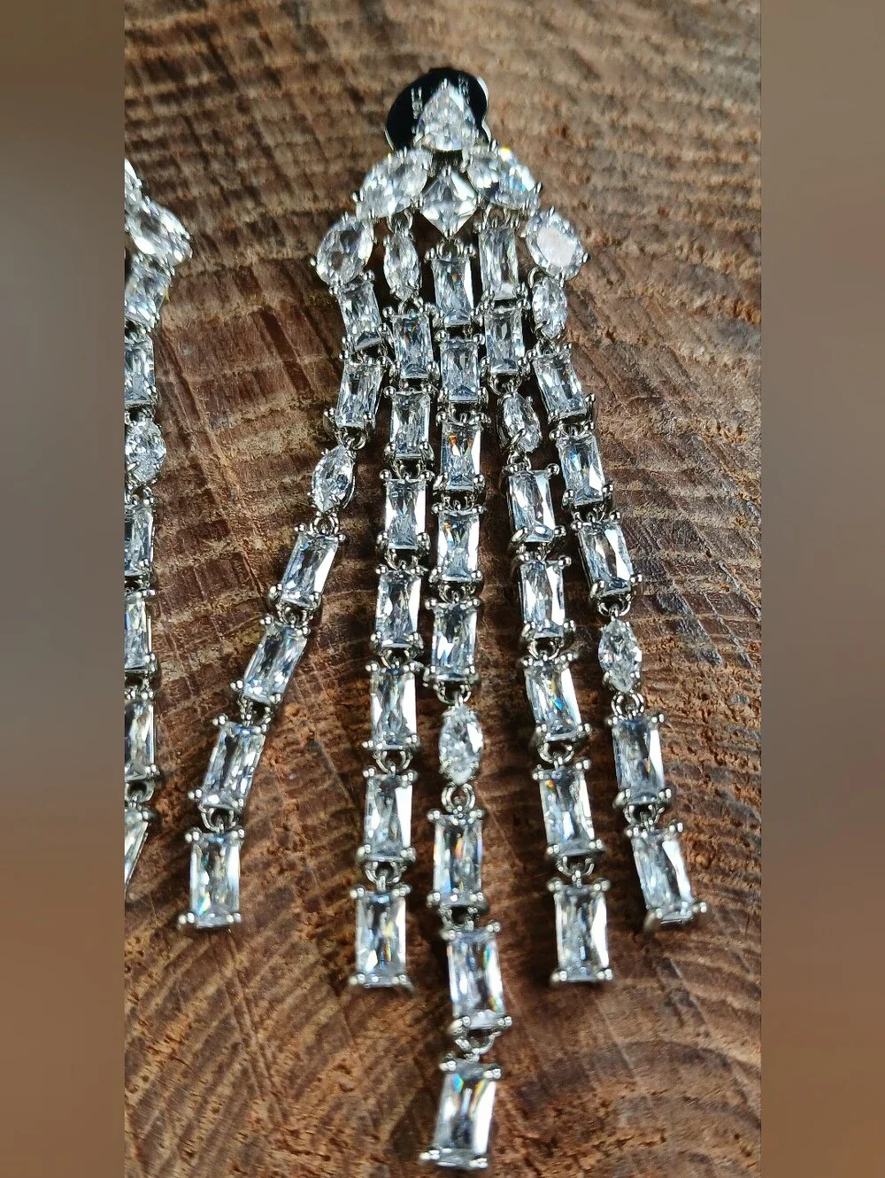 Kate Spade New York Showtime  Silvertone CZ Fringe Statement Earrings